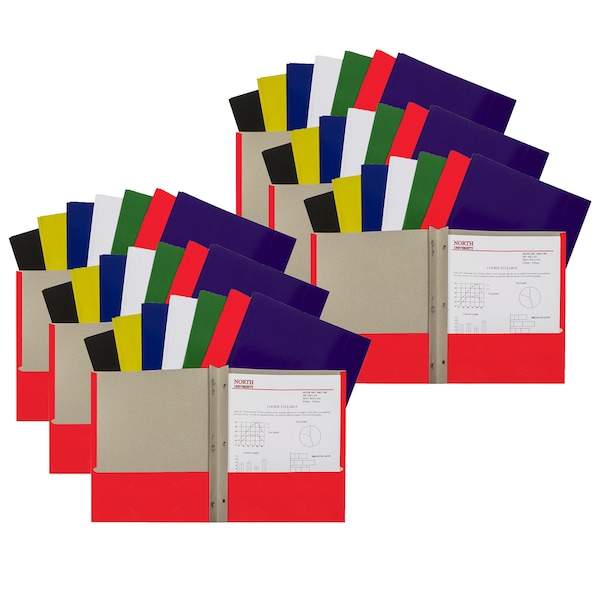 C-Line Products Two-Pocket Paper Folder with Prongs, Assorted Colors, PK48 5320 - main